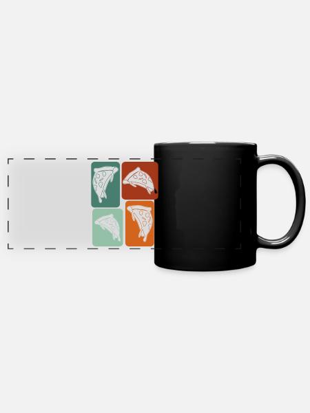 Pizza Pizzaria retro Pizzabäcker - Panorama-Tasse farbig - Schwarz