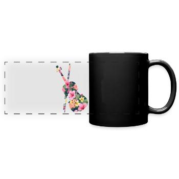 Violin Violinist Tropical Flower - Full Colour Panoramic Mug - black - Front