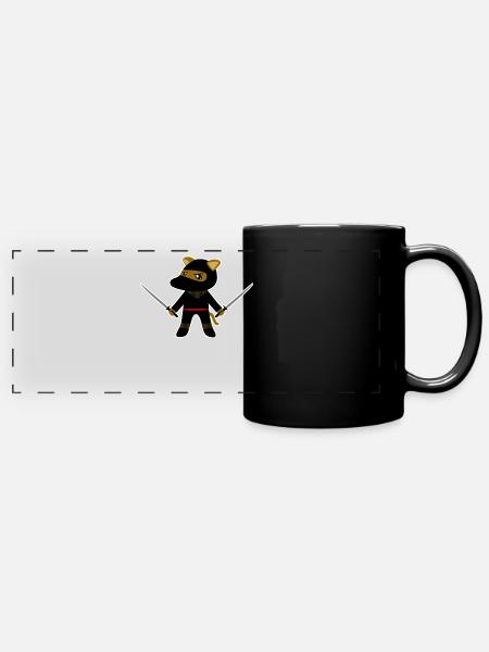 Ninja Hund Ninjas - Panorama-Tasse farbig - Schwarz