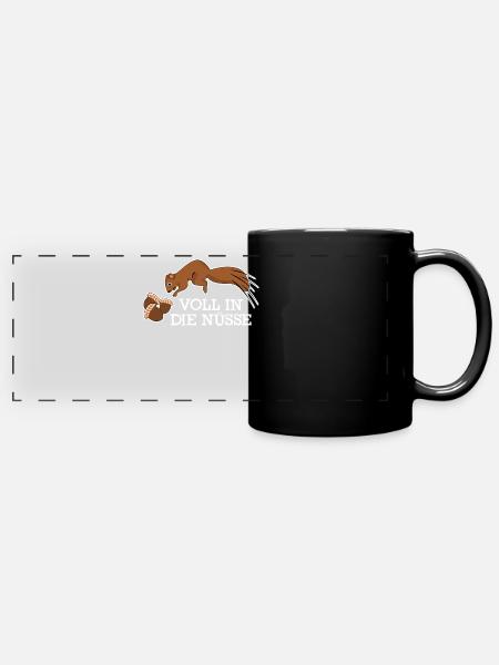 Eichhörnchen Nüsse Squirrel - Panorama-Tasse farbig - Schwarz