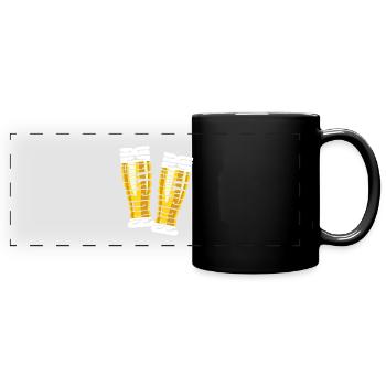 Frühstück - Bier trinken - Weizenbier - Spruch - Panorama-Tasse farbig - Schwarz - Vorne