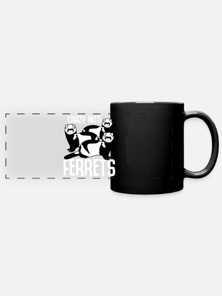 Crazy into Ferrets - Panorama-Tasse farbig - Schwarz