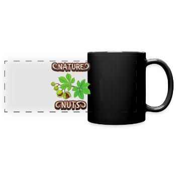Herbst, Fall, Kastanien, Umweltschutz, Naturschutz - Panorama-Tasse farbig - Schwarz - Vorne