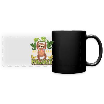 Paresse, Paresse, drôle de dicton, - Mug panoramique uni - noir - Devant