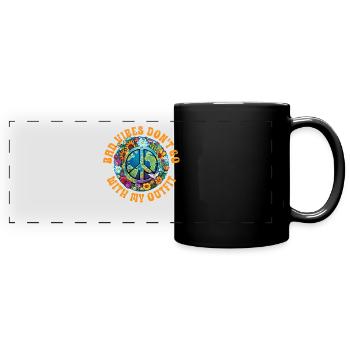 Hippie Peace Sign Peace Flowers Flower Child - Full Colour Panoramic Mug - black - Front
