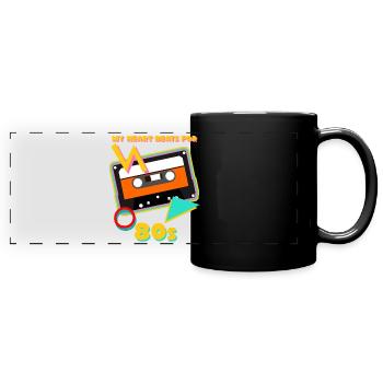 80s 1980 Disco Party Vintage 80er - Panorama-Tasse farbig - Schwarz - Vorne
