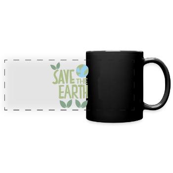 Save the Earth, Conception peinte à la main, Protection de l’environnement - Mug panoramique uni - noir - Devant