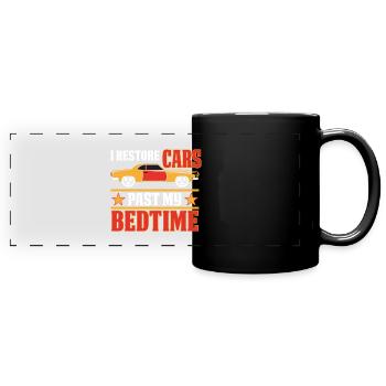 Je restaure des voitures quand je suis au lit - Mug panoramique uni - noir - Devant