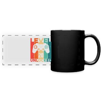 Level 20 freigeschaltet - Panorama-Tasse farbig - Schwarz - Vorne