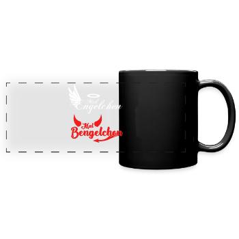 Engel Bengelchen Heiligenschein Bengel - Panorama-Tasse farbig - Schwarz - Vorne