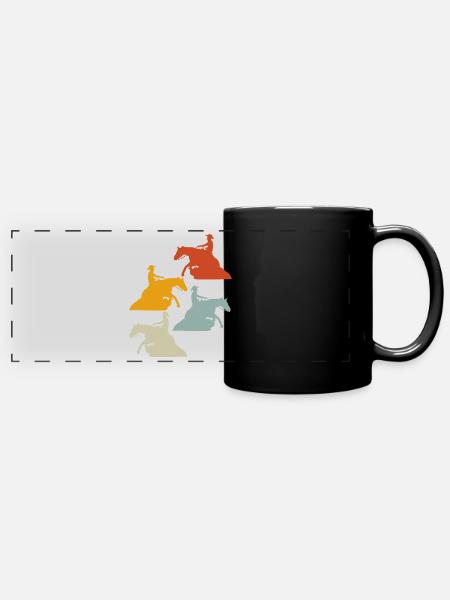 Reining Reiten Retro Westernreiten - Panorama-Tasse farbig - Schwarz