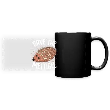 Mettigel Mettbrötchen Hackfleisch Mett - Panorama-Tasse farbig - Schwarz - Vorne