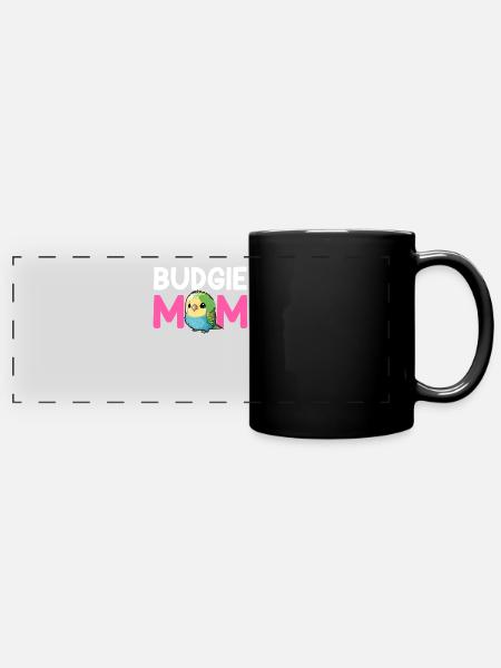 budgerigar parakeet, Budgie - Panorama-Tasse farbig - Schwarz