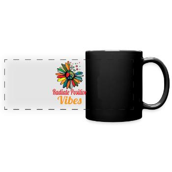 Hippie Peace Sign Peace Flowers Flower Child - Full Colour Panoramic Mug - black - Front