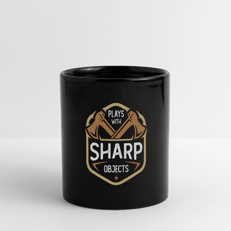 Axe Throwing Plays With Sharp Objects Double Ax Panorama-Tasse farbig