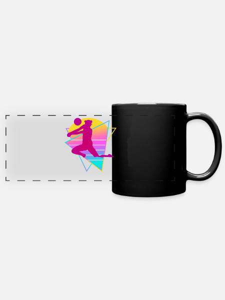 Beach Volleyball retro - Panorama-Tasse farbig - Schwarz