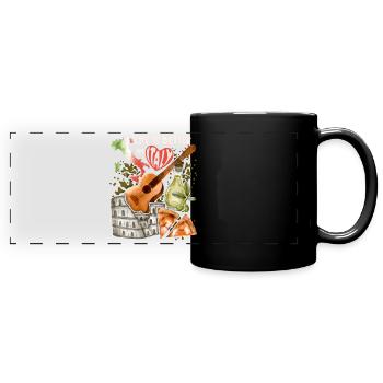 Italy Love-Italy, Rome, guitar and pizza - Full Colour Panoramic Mug - black - Front