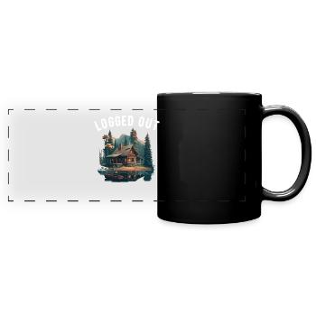 Logged Out camping Cabin Mountain Logged Out - Full Colour Panoramic Mug - black - Front