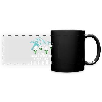 Allgäu Blumen Berge Allgäuer - Panorama-Tasse farbig - Schwarz - Vorne