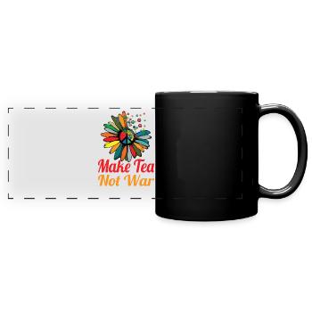 Hippie Peace Sign Peace Flowers Flower Child - Full Colour Panoramic Mug - black - Front