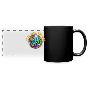 Hippie Peace Sign Peace Flowers Flower Child - Full Colour Panoramic Mug - black - Front