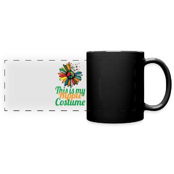 Hippie Peace Sign Peace Flowers Flower Child - Full Colour Panoramic Mug - black - Front