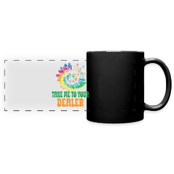 Hippie Peace Sign Peace Flowers Flower Child - Full Colour Panoramic Mug - black - Front