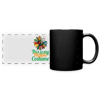 Hippie Peace Sign Peace Flowers Flower Child - Full Colour Panoramic Mug - black - Front