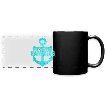 Hamburg Hamburger Hafen - Panorama-Tasse farbig - Schwarz - Vorne