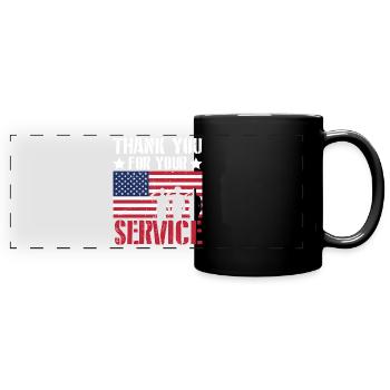 Thank you for your service - Veteran - Full Colour Panoramic Mug - black - Front