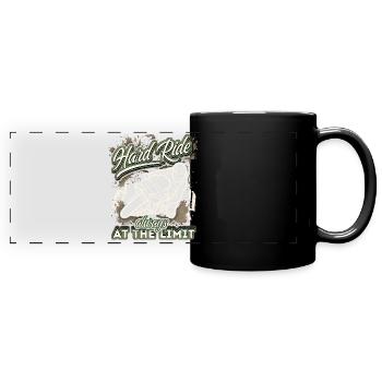 Motorradfahrer, Biker Design lustiger Spruch - Panorama-Tasse farbig - Schwarz - Vorne