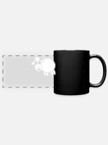 Schaf mit Sonnenbrille - Panorama-Tasse farbig - Schwarz