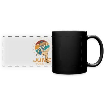 Millésime 1966 - Né en Juin 1966 - Mug panoramique uni - noir - Devant