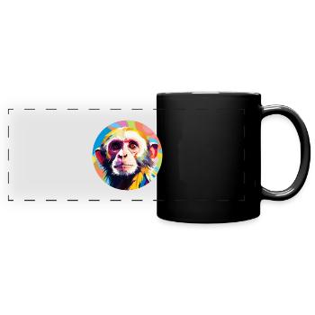 Kapuzineräffchen - Panorama-Tasse farbig - Schwarz - Vorne