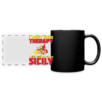 Sizilien Flagge Sicilia - Panorama-Tasse farbig - Schwarz - Vorne