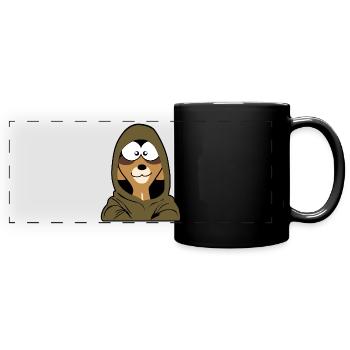 Meerkat with hood - Full Colour Panoramic Mug - black - Front