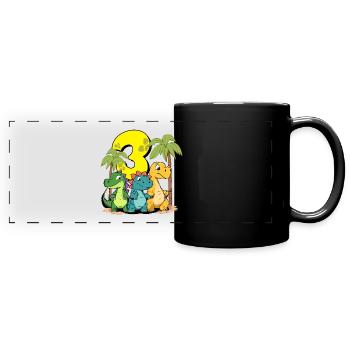 Cute Dinosaurs I'm 3 dino birthday - Panorama-Tasse farbig - Schwarz - Vorne