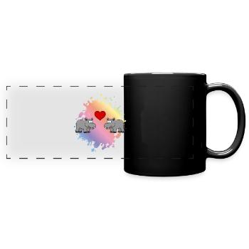 Hippo Comic Animal Couple Love - Full Colour Panoramic Mug - black - Front