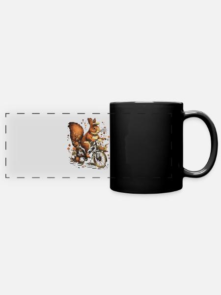 Squirrel Riding A Bicycle - Panorama-Tasse farbig - Schwarz