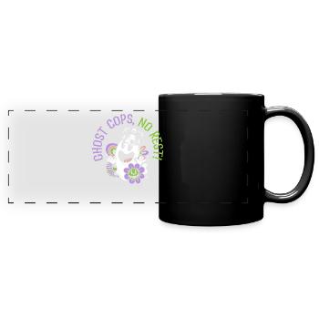 Geisterpolizisten, keine Ruhe! Polizist Spooky Hal - Panorama-Tasse farbig - Schwarz - Vorne