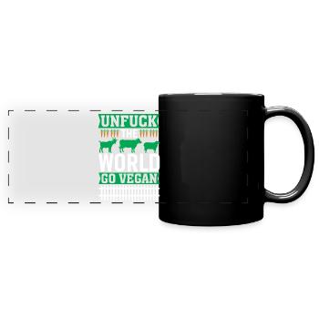 Unfuck The World Go Vegan - Mug panoramique uni - noir - Devant