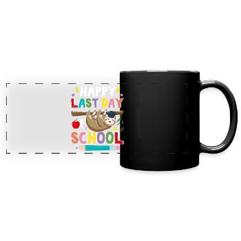 Glücklicher letzter Schultag Faultierschule Ende von - Panorama-Tasse farbig - Schwarz - Vorne
