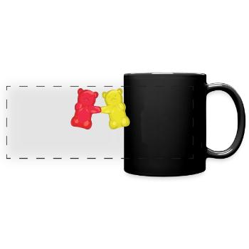 Gummibärchen tanzen Boogie Woogie - Panorama-Tasse farbig - Schwarz - Vorne