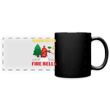 Schlittenglocken und Feuerglocken Brandbekämpfung - Panorama-Tasse farbig - Schwarz - Vorne
