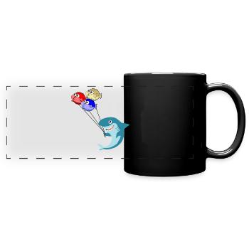 Requin avec ballons ballons de poisson-globe poisson - Mug panoramique uni - noir - Devant