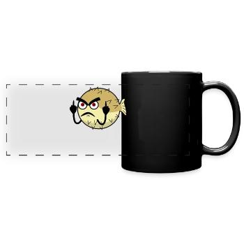 Le poisson-globe fait un doigt d’honneur - Mug panoramique uni - noir - Devant