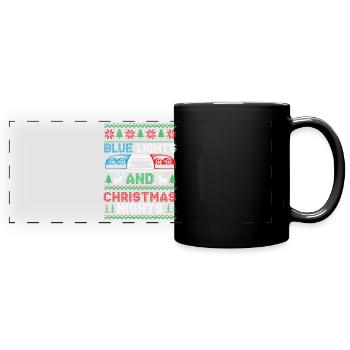 Lumières bleues et nuits de Noël Police Weihnac - Mug panoramique uni - noir - Devant
