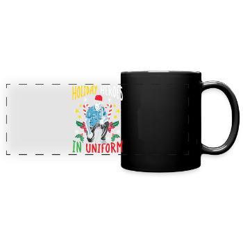 Héros des Fêtes en uniforme Police du Père Noël - Mug panoramique uni - noir - Devant