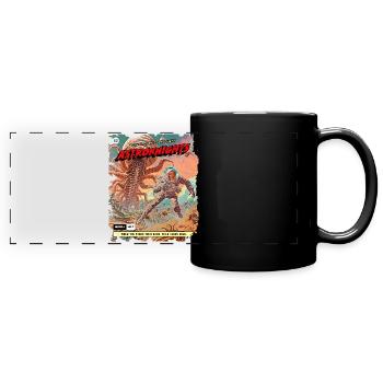 Comicstrip, 50er Jahre Comic, Weltraum Monster - Panorama-Tasse farbig - Schwarz - Vorne