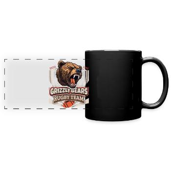 Rugby, Grizzly Bears Team, Grizzlybären Logo - Full Colour Panoramic Mug - black - Front